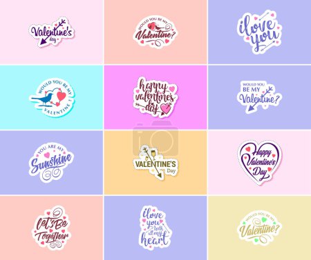 Ilustración de Filled with Love: Valentine's Day Typography Stickers - Imagen libre de derechos