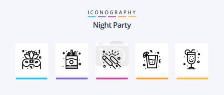 Téléchargez les illustrations : Night Party Line 5 Icon Pack Including party. drink. bbq. party. alcohol. Creative Icons Design - en licence libre de droit