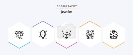 Ilustración de Jewellery 25 Line icon pack including diamond. jewelry. diamond. jewel. earrings - Imagen libre de derechos