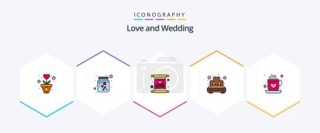 Illustration for Wedding 25 FilledLine icon pack including coffee. room. romance. love. wedding - Royalty Free Image