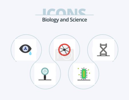Illustration for Biology Flat Icon Pack 5 Icon Design. laboratory. danger. science. chemistry. zombie - Royalty Free Image