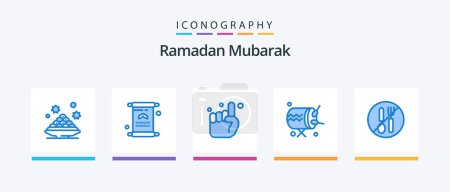 Ilustración de Ramadan Blue 5 Icon Pack Including announcement. baraban. ramadan. drum. one. Creative Icons Design - Imagen libre de derechos