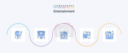 Illustration for Entertainment Blue 5 Icon Pack Including game. dice. electricity. media. audio - Royalty Free Image