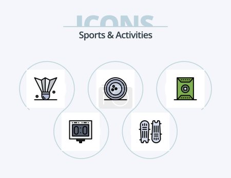 Illustration for Sports and Activities Line Filled Icon Pack 5 Icon Design. physic. crew. solid ball. sports. game - Royalty Free Image