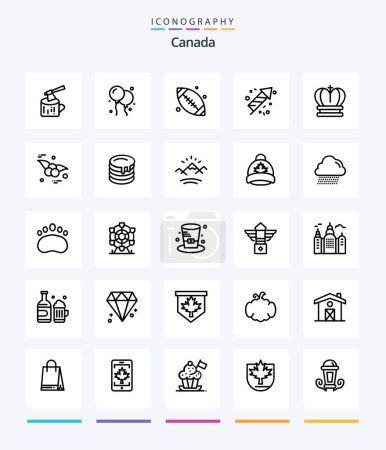 Téléchargez les illustrations : Creative Canada 25 OutLine icon pack  Such As royal. crown. ball. . fire - en licence libre de droit