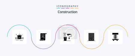Téléchargez les illustrations : Construction Glyph 5 Icon Pack Including construction. construction. brush. build. tools - en licence libre de droit