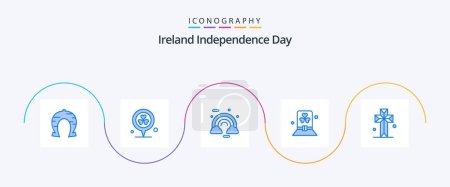 Illustration for Ireland Independence Day Blue 5 Icon Pack Including hat. day. heart. costume. ireland - Royalty Free Image