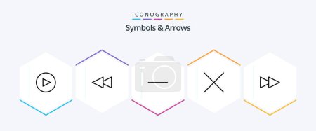 Ilustración de Symbols and Arrows 25 Line icon pack including . forward. - Imagen libre de derechos