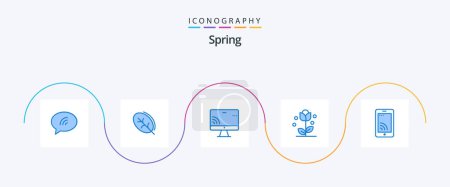 Téléchargez les illustrations : Spring Blue 5 Icon Pack Including mobile. nature. screen. flower. flora - en licence libre de droit