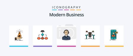 Modern Business Line Filled 5 Icon Pack Including information. analytics. cash. analytic. money. Creative Icons Design