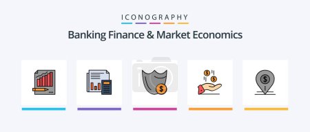Illustration for Banking Finance And Market Economics Line Filled 5 Icon Pack Including statistics. board. file. analytics. sheet. Creative Icons Design - Royalty Free Image