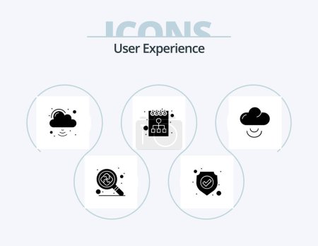 Ilustración de User Experience Glyph Icon Pack 5 Icon Design. . signal . cloud network. cloud . strategy - Imagen libre de derechos