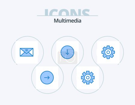 Ilustración de Multimedia Blue Icon Pack 5 Icon Design. downloads. down. multimedia. arrow. message - Imagen libre de derechos