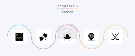 Illustration for Canada Glyph 5 Icon Pack Including game. leaf. scandinavia. canada. map - Royalty Free Image