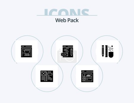 Ilustración de Web Pack Glyph Icon Pack 5 Icon Design. pencil. mouse. ecommerce. drawing. programming - Imagen libre de derechos