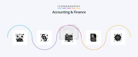 Téléchargez les illustrations : Accounting And Finance Glyph 5 Icon Pack Including dollar. money. banking. increase. analysis - en licence libre de droit