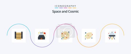 Téléchargez les illustrations : Space Flat 5 Icon Pack Including . space. earth. ship. space - en licence libre de droit
