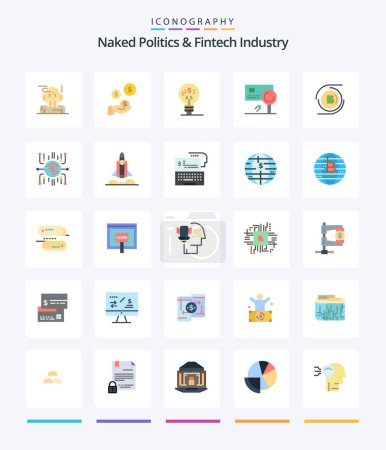 Illustration for Creative Naked Politics And Fintech Industry 25 Flat icon pack  Such As fraud. card. industry. banking. idea - Royalty Free Image