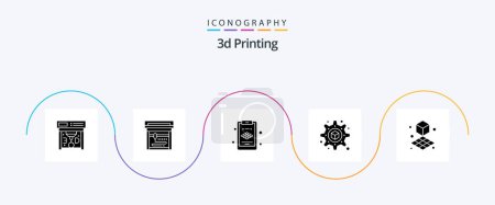 Illustration for 3d Printing Glyph 5 Icon Pack Including . shape. . printing. d - Royalty Free Image