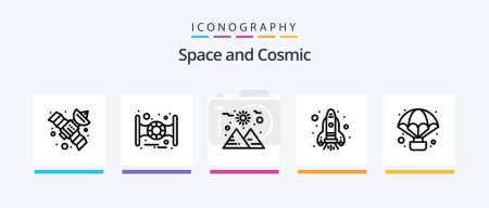 Illustration for Space Line 5 Icon Pack Including . asteroid. data transfer. asteroids. galaxy. Creative Icons Design - Royalty Free Image