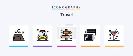 Illustration for Travel Line Filled 5 Icon Pack Including hill. vacation. temperature. travel. travel. Creative Icons Design - Royalty Free Image