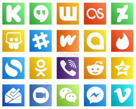 Ilustración de 20 High Quality Social Media Icons such as reddit. rakuten. wattpad. viber and simple icons. Modern and high quality - Imagen libre de derechos