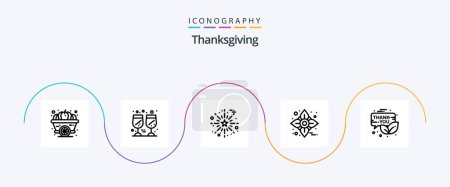 Téléchargez les illustrations : Thanksgiving Line 5 Icon Pack Including gift box. thanksgiving. celebrate. flower. thanksgiving - en licence libre de droit