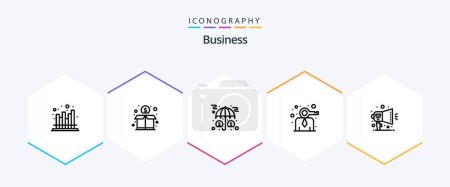 Illustration for Business 25 Line icon pack including person. key. money. business. money - Royalty Free Image