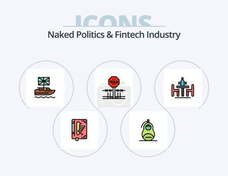 Téléchargez les illustrations : Naked Politics And Fintech Industry Line Filled Icon Pack 5 Icon Design. costs. budget. leader. lobbying. domination - en licence libre de droit