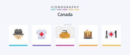 Téléchargez les illustrations : Canada Flat 5 Icon Pack Including autumn. canada. bowls. wedding cake. cake. Creative Icons Design - en licence libre de droit