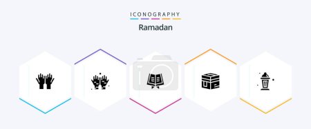 Téléchargez les illustrations : Ramadan 25 Glyph icon pack including islam . hajj . namaz . holy - en licence libre de droit