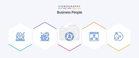 Illustration for Business People 25 Blue icon pack including group. browser. team. person. efficiency - Royalty Free Image