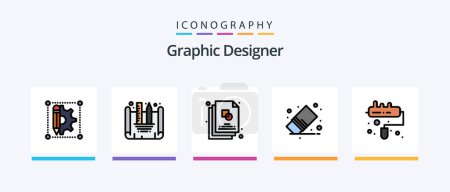 Téléchargez les illustrations : Graphic Designer Line Filled 5 Icon Pack Including grid. designer. box. design. pot. Creative Icons Design - en licence libre de droit