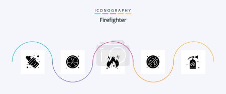 Illustration for Firefighter Glyph 5 Icon Pack Including security. extinguisher. float. place. fire - Royalty Free Image