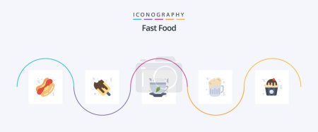 Téléchargez les illustrations : Fast Food Flat 5 Icon Pack Including . fast. fast food. food. food - en licence libre de droit