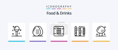Ilustración de Food and Drinks Line 5 Icon Pack Including . food. food. fruit. avocado. Creative Icons Design - Imagen libre de derechos