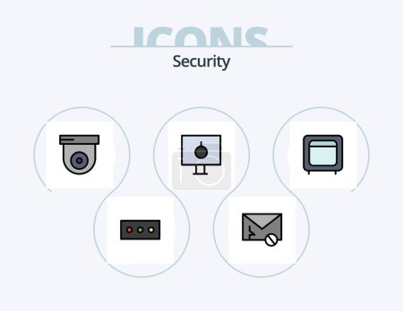 Illustration for Security Line Filled Icon Pack 5 Icon Design. spy. camera. aim. security. lock - Royalty Free Image