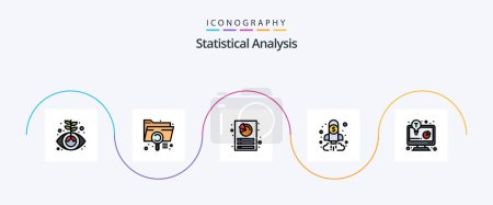 Ilustración de Statistical Analysis Line Filled Flat 5 Icon Pack Including goal. chart. file. business. report - Imagen libre de derechos