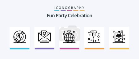 Téléchargez les illustrations : Party Line 5 Icon Pack Including bottle. party. birthday. dessert. birthday. Creative Icons Design - en licence libre de droit