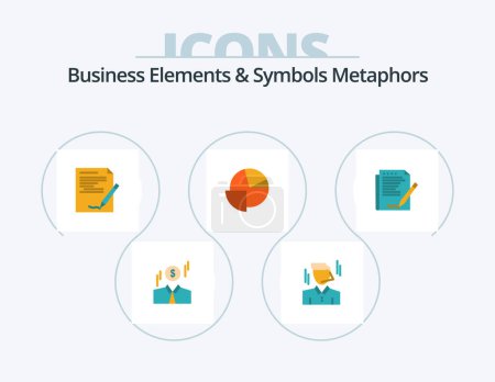 Ilustración de Business Elements And Symbols Metaphors Flat Icon Pack 5 Icon Design. agreement. pie. agreement. chart. report - Imagen libre de derechos