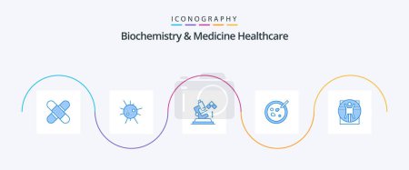 Téléchargez les illustrations : Biochemistry And Medicine Healthcare Blue 5 Icon Pack Including virtruvian . analysis. virus. dish. medical - en licence libre de droit