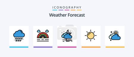 Ilustración de Weather Line Filled 5 Icon Pack Including day. weather. weather. moon. cloud. Creative Icons Design - Imagen libre de derechos