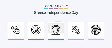 Illustration for Greece Independence Day Line 5 Icon Pack Including bank. prince. astrology. old. chariot. Creative Icons Design - Royalty Free Image