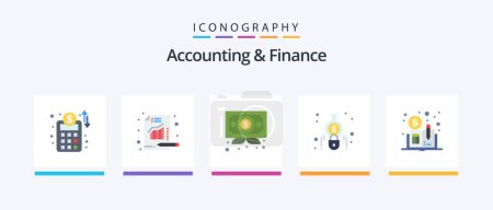 Ilustración de Accounting And Finance Flat 5 Icon Pack Including distributed ledger book. cryptocurrency. certificate. finance. calculate. Creative Icons Design - Imagen libre de derechos