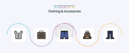 Illustration for Clothing and Accessories Line Filled Flat 5 Icon Pack Including baby. hike. clothe. camping. backpack - Royalty Free Image