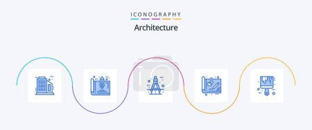 Téléchargez les photos : Architecture Blue 5 Icon Pack Including idea. draft. architect. business. tool - en image libre de droit