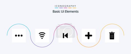 Illustration for Basic Ui Elements Glyph 5 Icon Pack Including been. sign. beginning. plus. add - Royalty Free Image