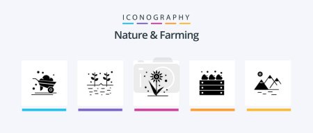 Illustration for Nature And Farming Glyph 5 Icon Pack Including mountain. farming. farming. farm. agriculture. Creative Icons Design - Royalty Free Image
