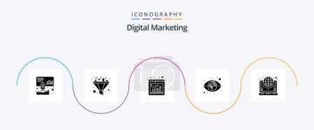 Ilustración de Digital Marketing Glyph 5 Icon Pack Including world. net. bar. globe. marketing - Imagen libre de derechos