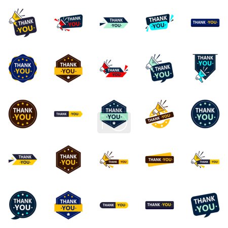 Illustration for Thank You 25 High quality Vector Elements to Show your Recognition - Royalty Free Image